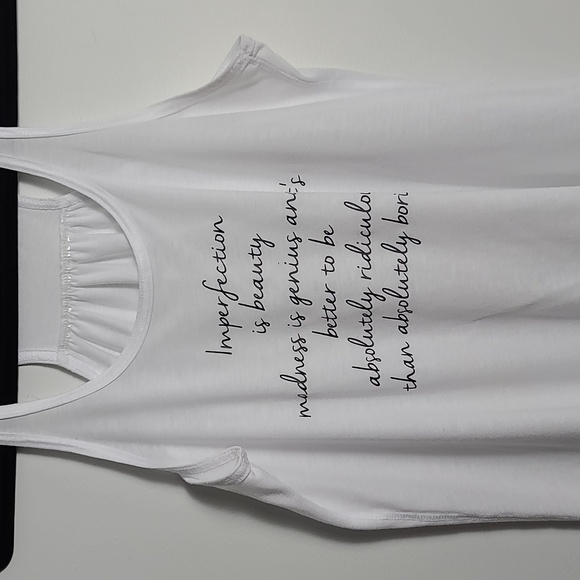 OM & AH LONDON "Better To Be Ridiculous Than Boring" White Racerback Tank Size S - Picture 5 of 13
